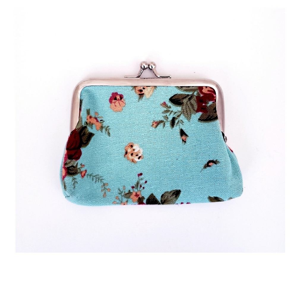Vintage Flower Canvas Women Hasp Clutch Buckle Coin Purse
